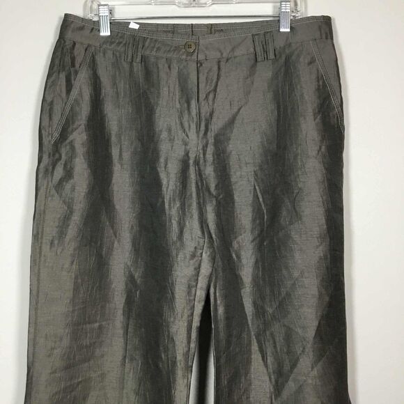 Bianca Taupe Linen Blend Minimalist Wide Leg Slouchy Clean Girl Pants Size 12 - Picture 2 of 7